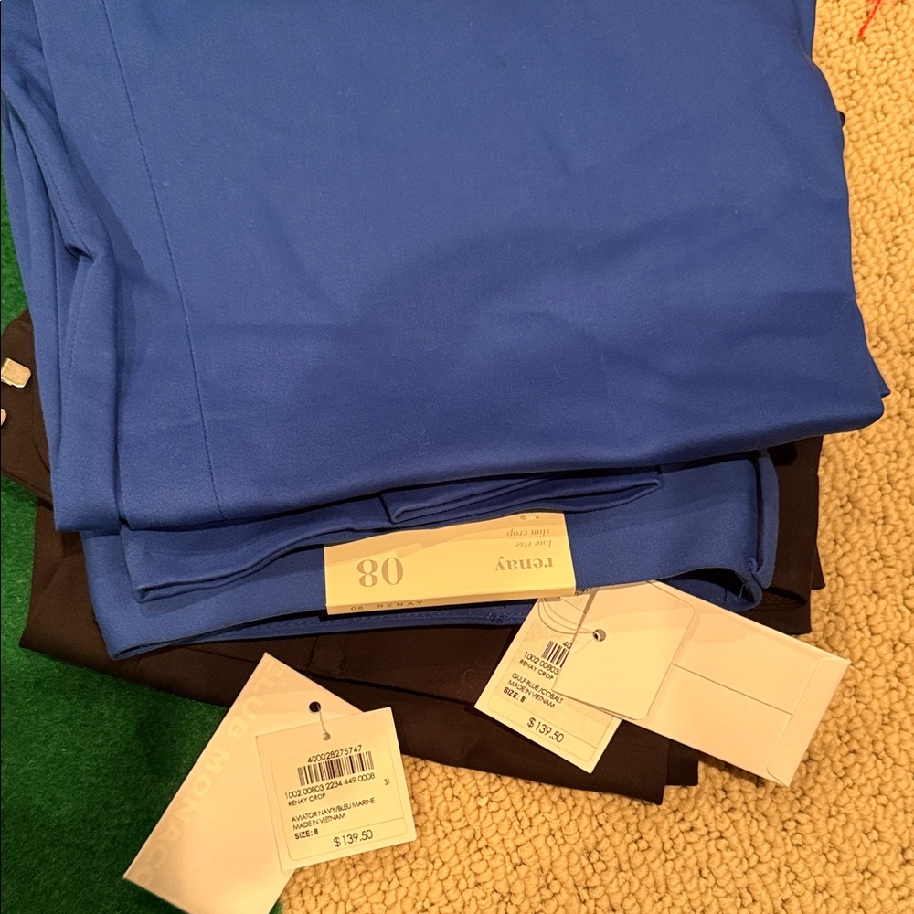 Club Monaco Blue and Black Straight Leg Pants